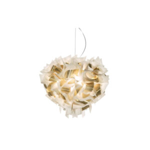 Дизайнерски полилей SLAMP Veli Aurea S Ø42 см White Gold с прозрачен кабел и бяла розетка