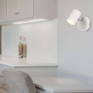 Лампа за стена LED аплик с ключ Rollo Searchlight 3171WH 4W 3000K 367lm бял метал