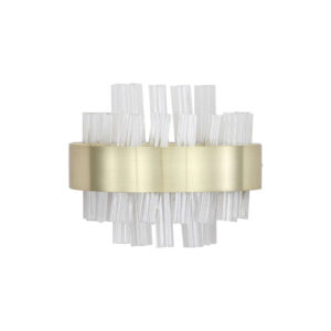 LED аплик Searchlight Allie 12812SB със сатениран месингов корпус, прозрачен стъклен абажур, 9W LED 3000K и димируема функция