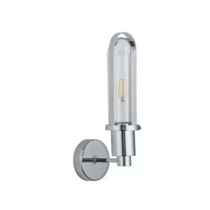Аплик за баня Searchlight 34102-1CC Lux & Belle – IP44 стенна лампа с фасунга E27, хром и стъкло