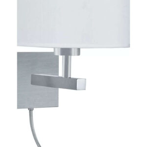 LED аплик с ключ Searchlight Hotel 3550SS – стенна лампа с текстилен абажур, LED спот за четене и фасунга E27