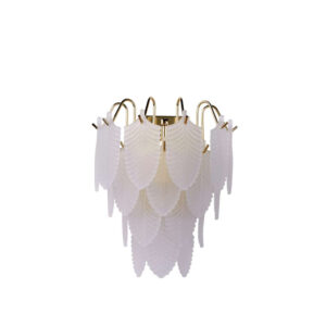 Aплик Searchlight Feather 48910-1SB – стенна лампа 1xE14, полиран месинг, матирани стъклени пера