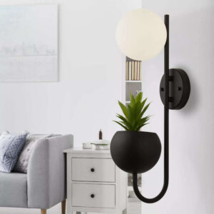 Аплик Lunar Searchlight 61220BK – дизайнерска стенна лампа метал и стъкло и фасунга 1xG9