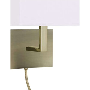 LED аплик с ключ Searchlight Hotel 6519AB – стенна лампа с текстилен абажур, LED спот за четене и фасунга E27