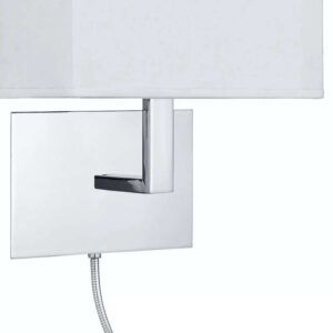 LED аплик с ключ Searchlight Hotel 6519CC – стенна лампа с текстилен абажур, LED спот за четене и фасунга E27