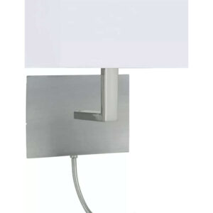 LED аплик с ключ Searchlight Hotel 6519SS – стенна лампа с текстилен абажур, LED спот за четене и фасунга E27