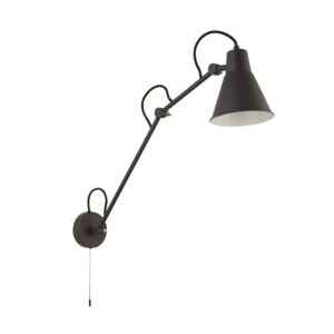 Аплик с ключ Swing Arm Searchlight Hotel 7403GY – модерна стенна лампа антрацит и фасунга E27