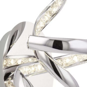 LED аплик с ключ Searchlight Twirls 9208CC – дизайнерска стенна лампа 14W 4000K хром, кристали и стъкло