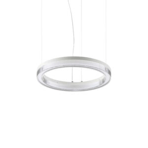 Бял LED полилей Ideal Lux Crown SP D40 ринг и прозрачен декоративен елемент