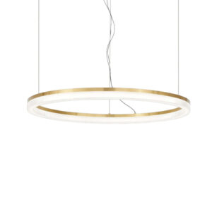 LED полилей Ideal Lux Crown SP D60 с кръгла рамка месинг, бял дифузер и диаметър 60 см