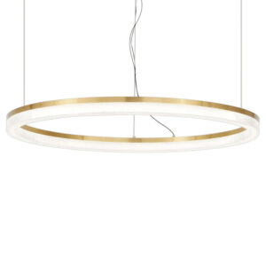 Голям LED полилей Ideal Lux Crown SP D80 с кръгла месингова рамка, диаметър 80 см и височина до 205 см.