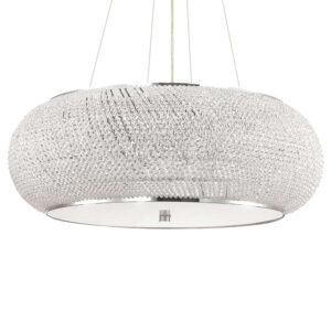 Голям кристален полилей Ideal Lux Pasha' SP14 с абажур от нанизи с мъниста от шлифован кристал