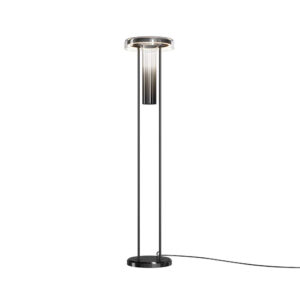 LED лампион Maytoni Ikebana MOD463FL-L24B3K с опушена стъклена ваза, черна мраморна основа и вградено LED осветление 24W 3000K.