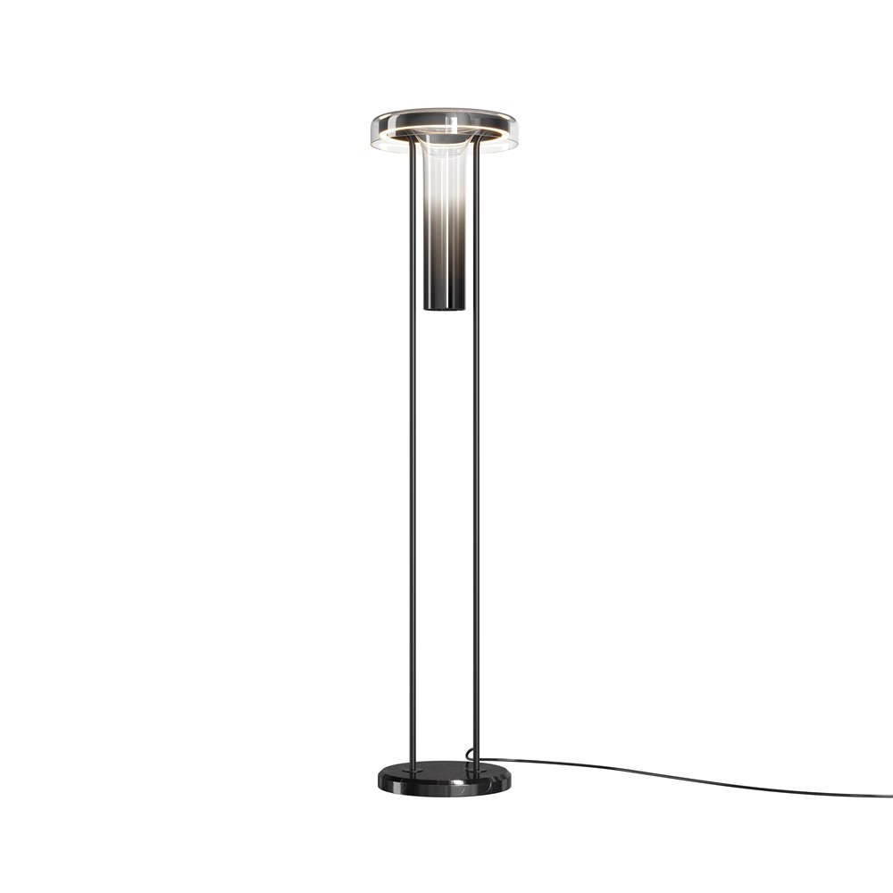 LED лампион Maytoni Ikebana MOD463FL-L24B3K с опушена стъклена ваза, черна мраморна основа и вградено LED осветление 24W 3000K.