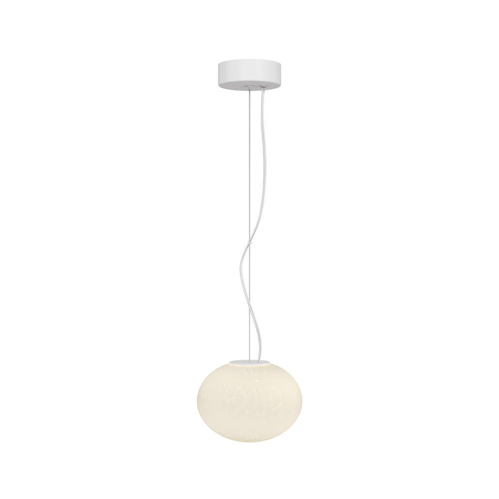 Единичен LED пендел Maytoni Spume MOD542PL-L5WK с бял сферичен стъклен абажур за кухня и хол над маса, за спалня.