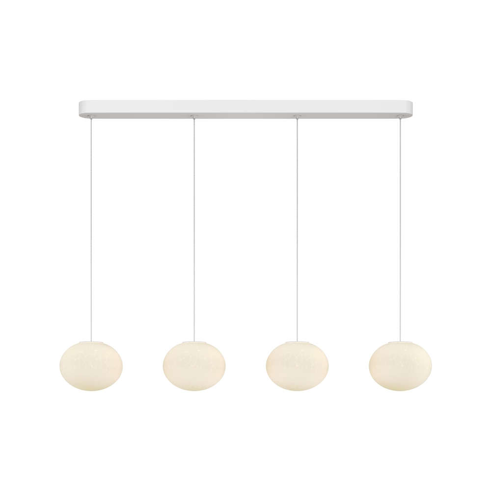 LED пендел Maytoni Spume MOD542PL-L19WK с четири сферични абажура от бяло художествено стъкло