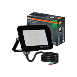 LED прожектор Osram 10W IP65 4000K с черен алуминиев корпус, защитно стъкло и регулируема конзола за външен монтаж