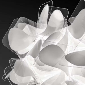 Детайл на белите елементи от Cristalflex® при лампите Slamp Clizia Mama Non Mama White.