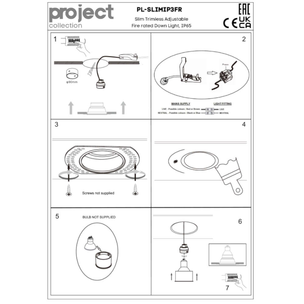 Луничка за вграждане Searchlight PL-SLIMIP3FRW Slim 3 Trimless IP65 FR GU10 – безрамкова IP65 луна за баня - Image 4