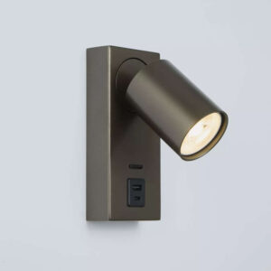 Аплик с ключ и USB Searchlight Moon SP-MOO1SUSB-BZ с бронзово покритие, GU10 фасунга, USB-A и USB-C портове за зареждане