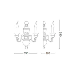 Класически аплици Ideal Lux Firenze AP2 размери Стенни лампи Ideal Lux Firenze AP2 33 x 38 х 17 см