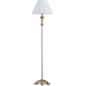 Класически лампион Ideal Lux Firenze PT1 Oro 020877 със златист античен финиш и светъл абажур за хол и спалня.
