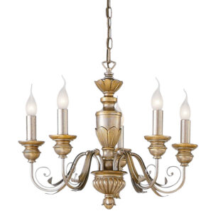 Класически полилей Ideal Lux Firenze SP5 Oro 020822 с пет рамена и златист състарен финиш