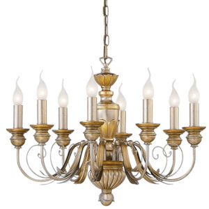 Класически полилей Ideal Lux Firenze SP8 Oro 020839 с осем рамена и златист античен финиш