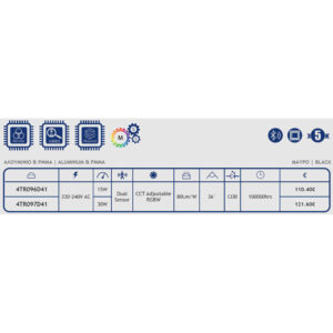 SMART RGBW LED спот за вграждане Aca Lighting META 4TR096D41 – 15W, Bluetooth, двоен сензор, 36°