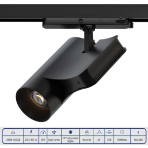 SMART RGBW LED прожектор Aca Lighting SARA 4TR117D49 – 35W, Bluetooth, двоен сензор, 36° за трифазна релса