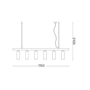 Ideal Lux Dynamite 244648 – месингов пендел с 6 GU10 тела, двойно окачване и регулируема височина