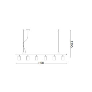 Ideal Lux Dynamite 371429 – месингов пендел с 6 квадратни тела GU10 и регулируема височина