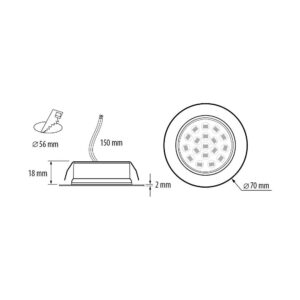 Ultralux LML220442BL мебелна луничка – черна мини LED луна за вграждане, 4W, 4200K, 330 lm, 220–240V AC, IP44, 60°