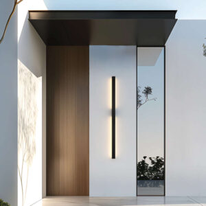 Линейна LED лампа TOSCANA Viokef 4336000 IP65 – черна влагозащитена стенна лампа за фасадно и външно осветление