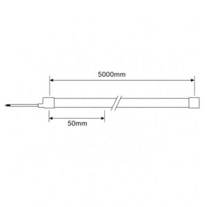 Размери и стъпка на рязане на LED неон Optonica SLIM SIDE BEND 5 m Чертеж на LED неон Optonica SLIM SIDE BEND с дължина 5 m и стъпка на рязане 50 mm