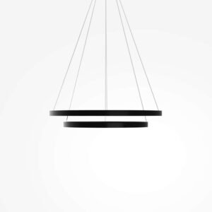 Черен LED полилей Maytoni Rim Ø80 см с два успоредно разположени светлинни ринга