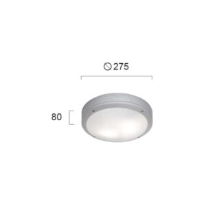 Кръгла влагозащитена плафониера Viokef Leros 4049200 IP54 – сив плафон с 2×E27