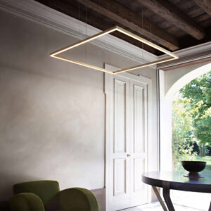 Ideal Lux Oracle 370538 – месингов квадратен LED пендел 90x90 см, Slim дизайн