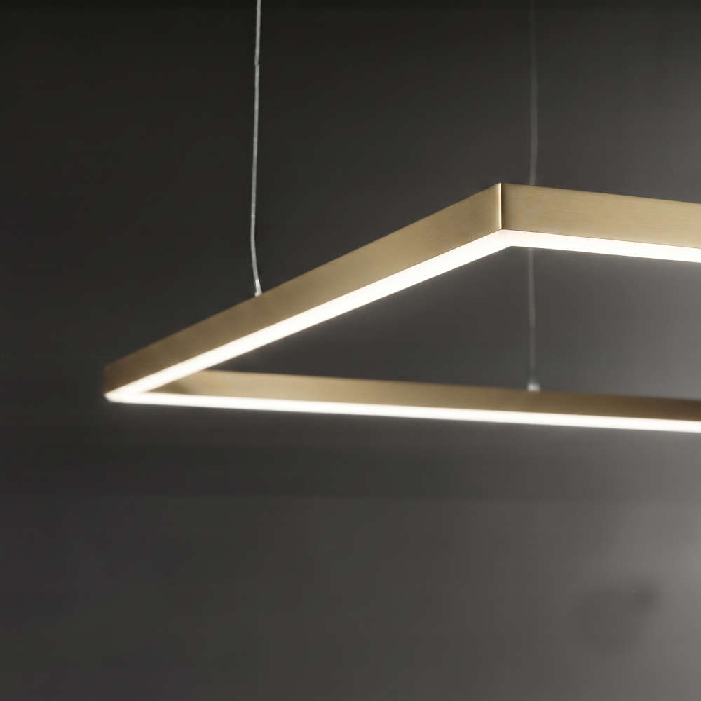 Ideal Lux Oracle 370484 – месингов квадратен LED пендел 70x70 см, Slim дизайн - Image 3