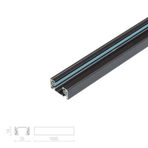 Черна монофазна алуминиева релса Rendl Light Studio R12255 1 метър за релсово осветление