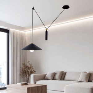Дизайнерски пендел Viokef Alto 4258500 – черен с месингови детайли, E27 фасунга