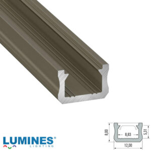 Мини алуминиев LED профил Lumines Lighting X 10-0083-30 INOX анодизиран, 3 м за LED лента