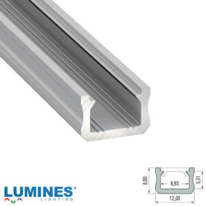 Мини алуминиев LED профил Lumines Lighting X 10-0084-30 сребрист анодизиран, 3 м за LED ленти