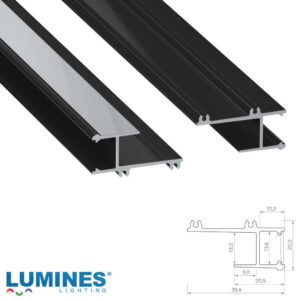Алуминиев LED профил Lumines Lighting APA12 10-0645-30 черен лакиран, 3 м за гипсокартон и LED лента