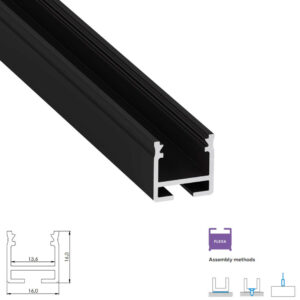 Алуминиев LED профил Lumines Lighting Flexa 10-1125-30 черен анодизиран, 3 м, за линейно LED осветително тяло