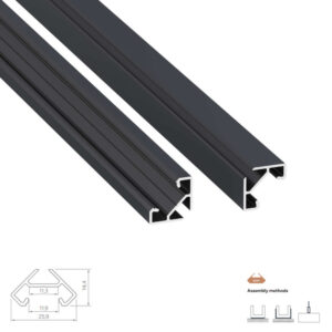Ъглов алуминиев профил за LED лента Lumines Lighting 10-1389-30, антрацит, 3 метра, Type Ajar