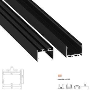 Алуминиев LED профил Lumines Lighting Alba 10-1402-20 черен анодизиран, 2,02 м за LED ленти
