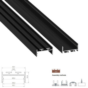 Алуминиев LED профил Lumines Lighting Aria 10-1422-20, черен анодизиран, 2,02 м, за линейно LED осветително тяло