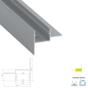 Краен LED профил за гипсокартон Lumines Lighting Motta 10-1594-20 сребрист анодизиран, 2,02 м