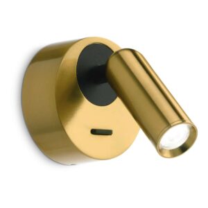 Ideal Lux Bean AP Round 260624 - LED аплик с месингово покритие, кръгла основа и цилиндрична глава